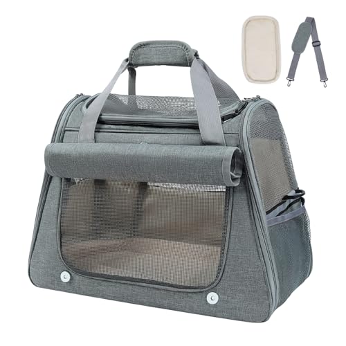Airline Approved Soft-Sided Pet Carrier for Cats & Small Dogs - Ventilated Travel Bag with Removable Mat, Under 15 lbs, Grey - color: Grey