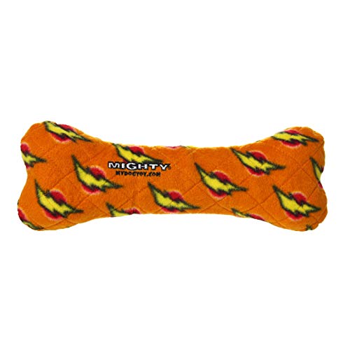 MIGHTY Tuffy Bone Dog Toy: Ultra Durable Plush Toy with Multiple Layers & Reinforced Seams, Washable and Floats, Vinyl Bone & Fleece - color: Orange Bone