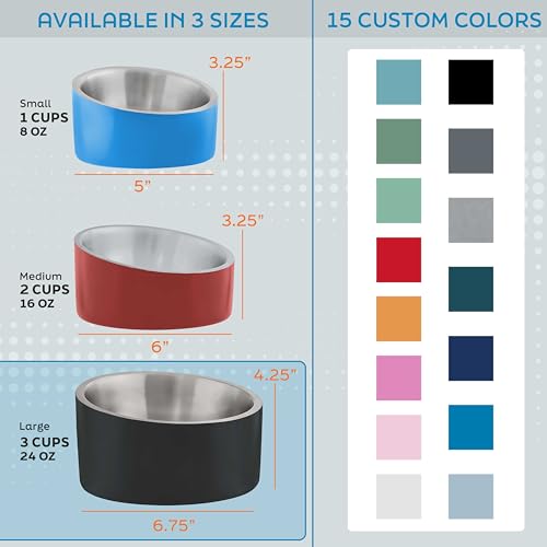 Master Pet Supply Stainless Steel Slanted Dog Cat Food Bowl - 24 oz Heavy Duty - Camo Patrol, Double Wall Insulated, Non-Slip Elevated Bowl for French Bulldogs Pugs Cats, Anti Rust Dishwasher Safe - color: Camo Patrol, size: 3 Cups (24 oz)