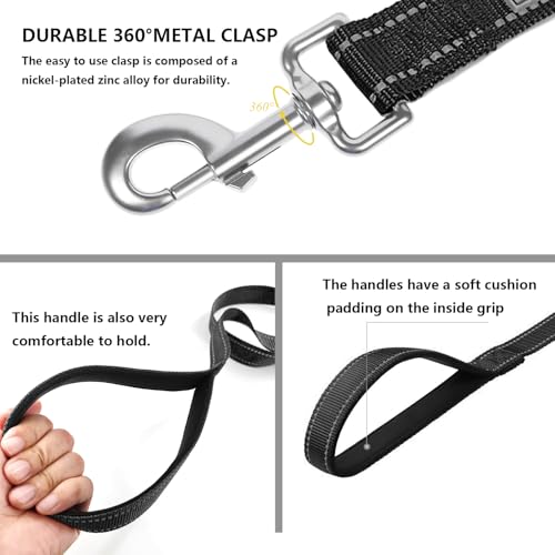 Dog Leash 6 FT Padded Handle Nylon Reflective Dogs Leashes for Small Dogs Black - color: Refl Black, size: Small : 5/8" x 6 FT
