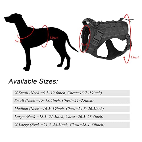 Tactical Service Dog Vest Harness for Medium Large Dog, Military K9 Training Dog Vest with Molle System Adjustable Tactical German Shepherd Harnesses with Handle - color: Black, size: Large (Pack of 1)