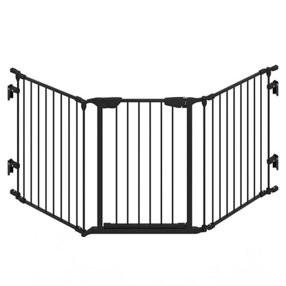 74" Wide Baby Gate Metal Safety Playpen - Fireplace Fence for Toddler/Pet/Dog, 3-Panel,30" H, Black - size: 74" Wide, 3-Panel (30" H)