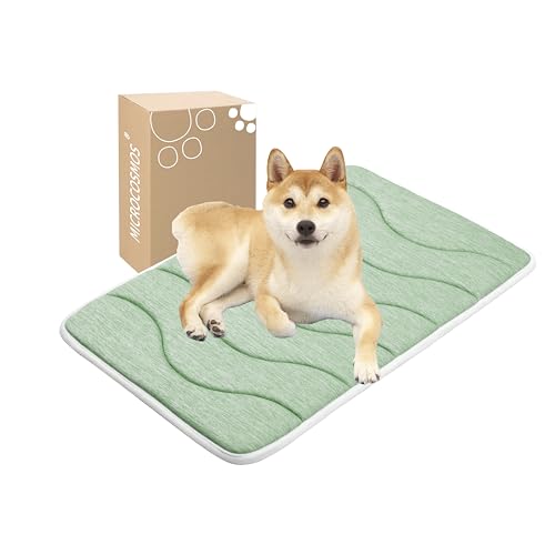 MICROCOSMOS 0.8" Thick Cooling Dog Foam Pad & Summer Pet Sleeping Mat, Machine Washable, Materials Safe, Portable Flat Pet Bed for Dogs.(Green, 30" x 19") - color: Green, size: 30"L x 19"W x 0.8"Th