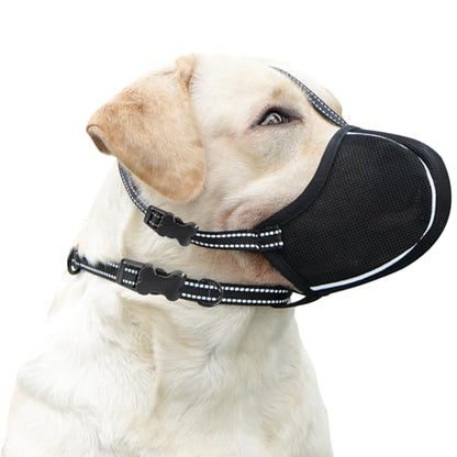 Dog Muzzle, Breathable Mesh Muzzle for Small Medium Large Sized Dogs, Adjustable Soft Muzzles to Prevent Chewing, Biting & Scavenging, Training and Walking Allows Panting Drinking (L) - size: L