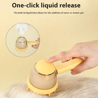 Bristles Dog Bath Brush for Bathing Massage Grooming Tool with Shampoo Dispenser for Efficient Dog Cats Pet Shower Brush for - color: Coffee