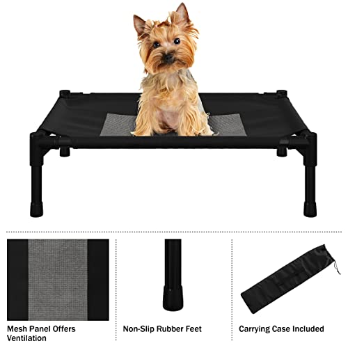 Elevated Dog Bed - 24.5x18.5-Inch Portable Pet Bed with Non-Slip Feet - Indoor/Outdoor Dog Cot or Puppy Bed for Pets up to 25lbs by PETMAKER (Black) - size: Small