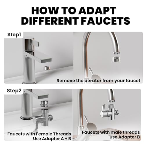 Sink Faucet Sprayer Attachment Set - Includes Diverter Valve, 59" Metal Hose, and Handheld Shower for RV, Sink Spray, Dog Shower, Tub Sprayer, and Sink Mist Nozzle