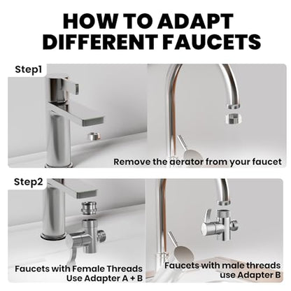 Sink Faucet Sprayer Attachment Set - Includes Diverter Valve, 59" Metal Hose, and Handheld Shower for RV, Sink Spray, Dog Shower, Tub Sprayer, and Sink Mist Nozzle