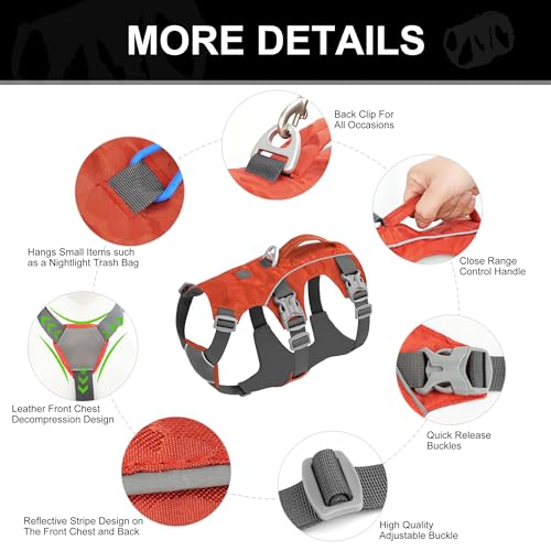 Escape Proof Dog Harness Small Sized Dog, Lightweight Full Body Pet Vest with Lift Handle & Leash Clip, Reflective Adjustable No Slip Dog Harness for Daily Walking(Vermilion,Chest:16-27") - color: Vermilion, size: S: Chest 16-27", Fit 12-25 lbs