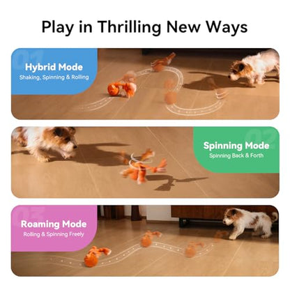 Cheerble Smart Interactive Dog Toy, Wicked Ball Rolly, Automatic Moving, Bouncing, Rotating, E-TPU Material, with Rope & Barks Sound Active Rolling Interactive Dog Ball for Medium and Large Dogs