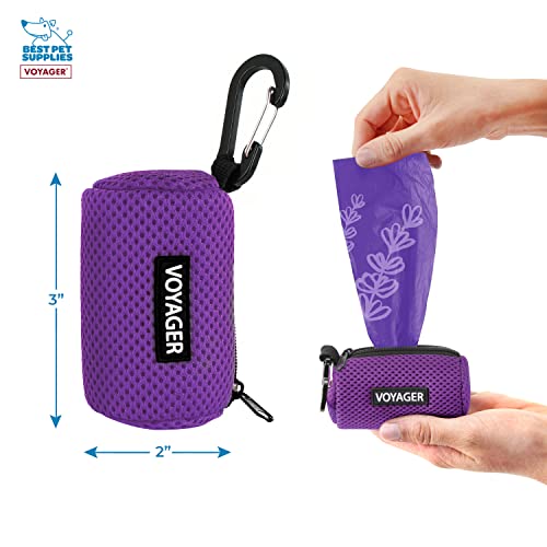 Best Pet Supplies 강아지 배변 봉투 홀더 목줄 부착물, 15개의 가방 포함, 퍼플, 여행, 산책, 공원 및 실외 사용을 위한 재사용 가능한 메시 디스펜서 파우치, 클립온으로 부드럽고 내구성이 뛰어납니다 - color: 메시 (퍼플), size: 1 개(1 팩)