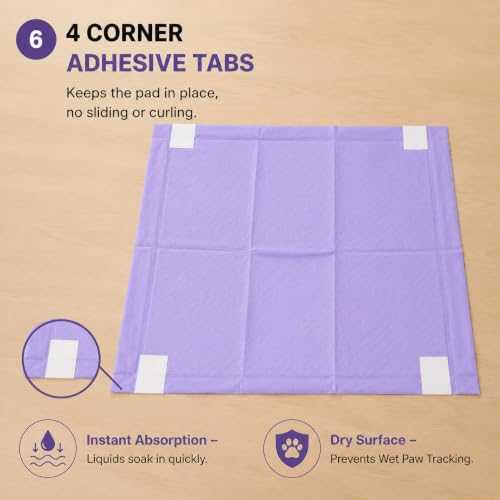 Charcoal Dog Training Pads Advanced Odor Control Puppy Pee Pads, 22x22 Inch, 7-Layer Leak-Proof, Ultra Absorbent, Adhesive Tabs, 50 Count