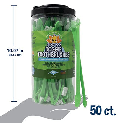 Bodhi Dog Dual-Headed Toothbrush for Dogs & Cats - Soft Bristles for Gentle Pet Dental Care - Puppy & Adult Teeth Cleaning - Easy-to-Use Design for Healthy Gums & Fresh Breath (50 Count) - size: 1 Count (Pack of 50)