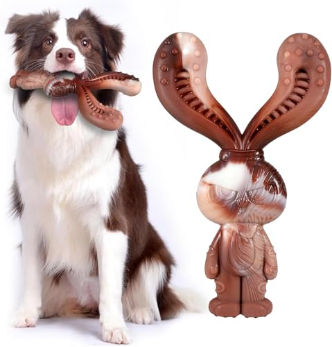 Indestructible Dog Chew Toy for Aggressive Chewers, Tough Nylon Dog Bone for Large and Medium Breeds, Long Lasting Heavy Duty Power Chewer Toy - NOT for Puppies or Small Dogs (Rabbit) - color: Rabbit