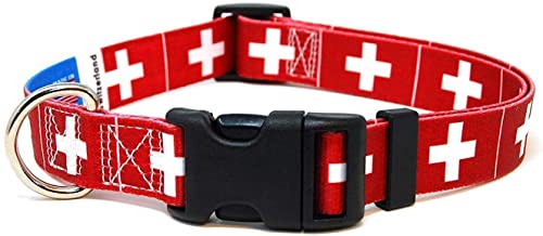 Switzerland Dog Collar | Switzerland Flag | Martingale Slip-On | Made in NJ, USA | for Medium Dogs | 1 inch Wide - size: M martingale 12-19 in.x1