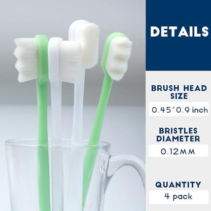 Dog Toothbrush Kit 4 Pack, Ultra Soft Dog Tooth Brush for Medium to Large Dogs & Cats, Pet Tooth Brushing Kit for Easy Dental Cleaning, Soft Bristles, 2 Pink Wave Head & 2 White Flat Head - style: Medium to large dogs(4pcs,white-pink)