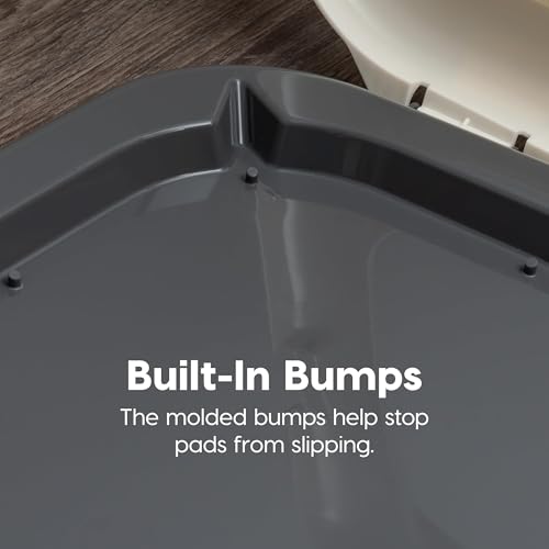 IRIS USA Pee Pad Holder for Dogs and Puppies, Potty Training Tray with Secured Latches, Non-Skid Feet, Leak Protection, Easy Clean Surface, Fits 14"x17" Puppy Pads Size, Dark Gray - color: Dark Gray, size: 14" x 17"