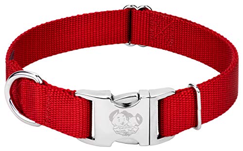 Country Brook Petz - Premium Nylon Dog Collar with Metal Buckle for Small Medium Large Breeds - 10+ Warm Colors (Medium, 3/4 Inch, Red)