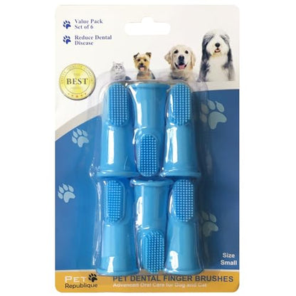 Pet Republique Dog Finger Toothbrush Set of 6 - Dental Hygiene Brushes for Small to Large Dogs, Cats, and Most Pets - Small Size Finger Opening - size: 6 Count (Pack of 1)
