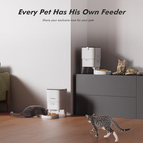Automatic Cat Feeder - Nityers 4L Timed Cat Dry Food Dispenser, Programmable Portion Size,1-6 Meals Per Day, Dual Power Supply, Detachable Washable, Auto Pet Feeder for Cats and Small Dogs