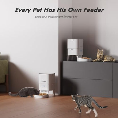 Automatic Cat Feeder - Nityers 4L Timed Cat Dry Food Dispenser, Programmable Portion Size,1-6 Meals Per Day, Dual Power Supply, Detachable Washable, Auto Pet Feeder for Cats and Small Dogs