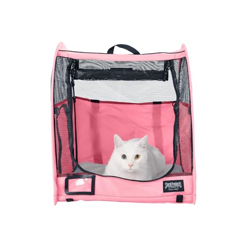 STURDI Small Pop-Up Kennel Cargo Portable Pet Bag | Collapsible Travel Pet Crate for Cats & Dogs | Single, Soft Pink - color: Soft Pink, size: Single