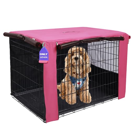 HiCaptain Breathable Dog Crate Cover 30 Inch, Durable Heavy Duty Kennel Cover, Dual Zippered Panels, Windproof Waterproof UV-Resistant(Pink) - color: Pink, size: 30.0"L x 19.0"W x 21.0"H