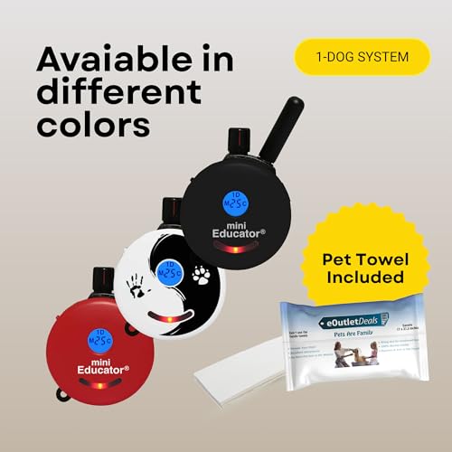 E-Collar ET-300 / ET-302 Dog Training Collar System with Remote - 1/2 Mile Range - Waterproof, Vibration, Sensation - Includes eOutletDeals Pet Towel (1 Dog System - ET-300 RED) - size: 1 Dog System - ET-300 RED