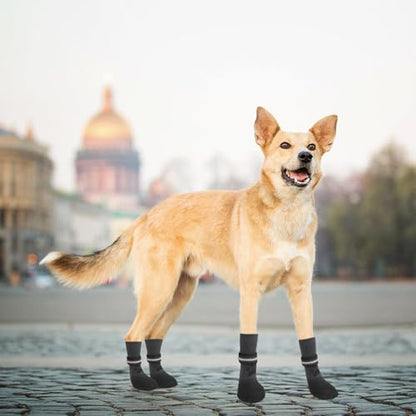 BINGPET Dog Socks Anti Slip Paw Protectors, Waterproof Dog Shoes for Hardwood Floors, Hot/Cold Pavement Traction Control Boots for Small Medium Large Senior Dogs