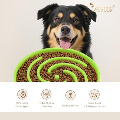 JASGOOD Slow Feeder Dogs Bowl for Large Medium Dogs,Anti-Gulping Pet Slower Food Feeding Bowls Stop Bloat,Preventing Choking Healthy Design Dogs Bowl - color: P-grass green