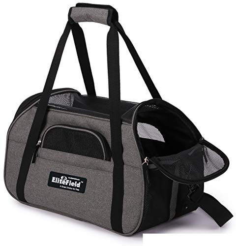 EliteField Soft Pet Carrier (3 Year Warranty, Airline Approved) Soft Sided Dog Puppy Cat Carrier Travel Bag (X-Large: 21" L x 12" W x 13" H, Charcoal Gray) - color: Charcoal Gray, size: 21.0"L x 12.0"W x 13.0"H