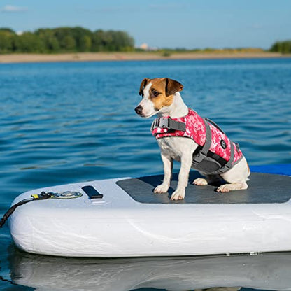 EMUST Dog Life Vests, Adjustable Pet Life Jacket with Rescue Handle, Dog Flotation Vest for Small/Medium/Large Dogs, XS, NewPinkCamouflage - color: NewPinkCamouflage, size: XS
