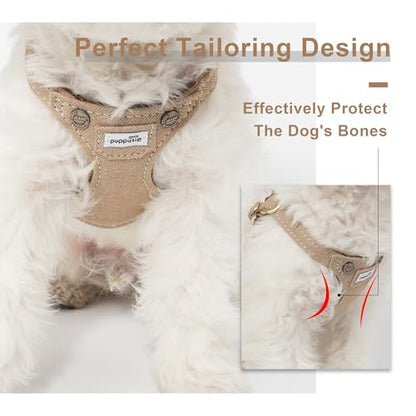 Puppytie No Pull Small Dog Harness with Multifunction Dog Leash, Lightweight Soft Adjustable No Choke Escape Proof Pet Harness Vest, Denim Mocha Brown - color: Pocket-Brown, size: S