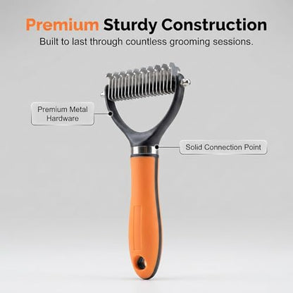 Double-Sided Self-Cleaning Pet Grooming Brush,2026 New Ergonomic Undercoat Rake,Gentle Detangler Brush for Long Thick Pet Hair,Professional Grooming Tool (Green-19Teeth/19Teeth*2) - color: Green-19Teeth/19Teeth*2