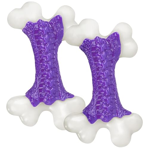 Kseroo 2-Pack Indestructible Dog Toys for Aggressive Chewers: Bacon Flavored Hard Nylon Bone Chew Toys, Tough Dog Chew Toys for Large Dogs, Dog Toys to Keep Them Busy for Medium Large Breed, Purple - color: 2PC-Bacon-Purple