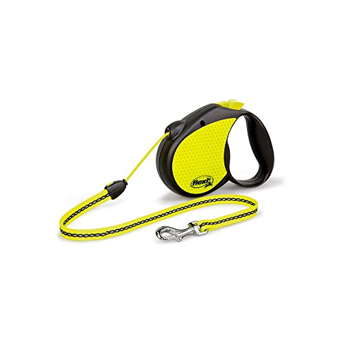FLEXI Neon Retractable Dog Leash (Cord) 16 ft, Medium, Black/Neon (PN2.266.S NEO.15) - size: Medium (Pack of 1)