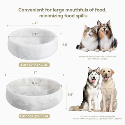 White Dog Bowl, Marble Dog Food Bowl, Non-Slip Water Dish Large, Heavy Duty Pet Bowl for Large Dogs, African Natural Marble, Holds 6 Cups(6lbs) - color: Namib Fantasy, size: L