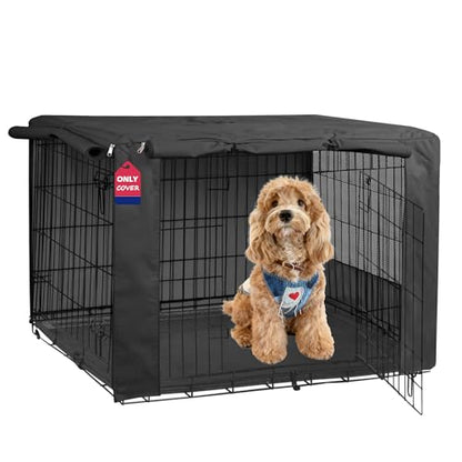HiCaptain Breathable Dog Crate Cover 36 Inch, Durable Heavy Duty Kennel Cover, Dual Zippered Panels, Windproof Waterproof UV-Resistant(Black) - color: Black, size: 36.0"L x 23.0"W x 25.0"H