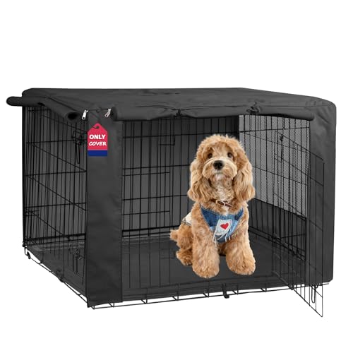HiCaptain Breathable Dog Crate Cover 36 Inch, Durable Heavy Duty Kennel Cover, Dual Zippered Panels, Windproof Waterproof UV-Resistant(Black) - color: Black, size: 36.0"L x 23.0"W x 25.0"H