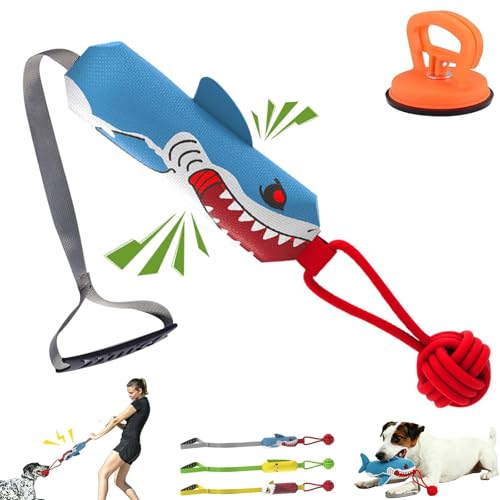 Shark Tug of War Dog Toy, 2026 New Squeaky Dog Tug Toy, Interactive Shark DogToys, Sharks Dog Tug Toy with Squeaker & Rope Knot, for Medium to Large Dogs (Shark) - color: Shark