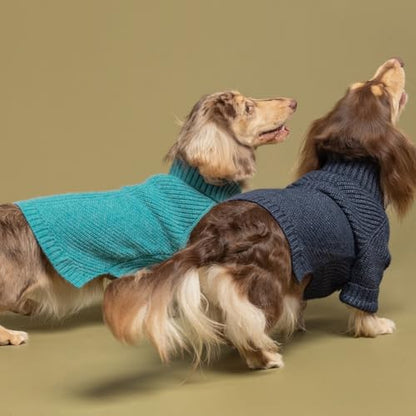 Fitwarm Knitted Dog Sweater - Thermal Winter Clothes for Small Dogs, Boy & Girl - Teal Blue, Small - color: Steel Blue, size: Small