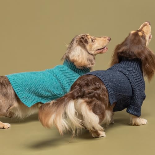 Fitwarm Knitted Dog Sweater - Thermal Winter Clothes for Small Dogs, Boy & Girl - Teal Blue, Small - color: Steel Blue, size: Small