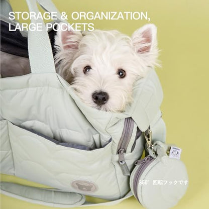 Macaron Cloud Pet Carrier Bag for Small Dogs and Cats, Lightweight Handheld Shoulder Crossbody Puppy Carrier with Storage Pocket, Breathable Expandable Pet Travel Carrier (Pea Green) - color: Pea Green