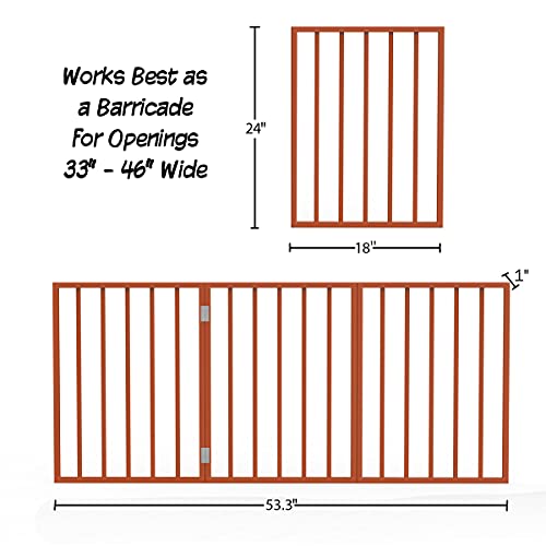 PETMAKER Pet Gate – Dog Gate for Doorways, Stairs or House – Freestanding, Folding, Accordion Style, Wooden Indoor Dog Fence (24-Inch, Mahogany)