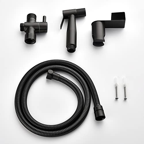 SHAMANDA Handheld Bidet Sprayer for Toilet, Stainless Steel Baby Cloth Diaper Sprayer Kit, Bathroom Toilet Bidet Attachment Set for Bathing Pets Feminine Hygiene, Matte Black BDS01-7 - color: Matte Black, style: Cold Water Mode Only