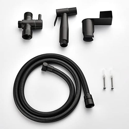 SHAMANDA Handheld Bidet Sprayer for Toilet, Stainless Steel Baby Cloth Diaper Sprayer Kit, Bathroom Toilet Bidet Attachment Set for Bathing Pets Feminine Hygiene, Matte Black BDS01-7 - color: Matte Black, style: Cold Water Mode Only