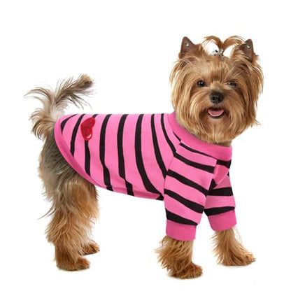 Pet Dog Striped T-Shirt Dogs Cats Cotton Vest Spring Summer Pet Apparel Tee Shirt Suitable for Small and Medium Large Pets French Bulldog Bichon - color: Pink, size: X-Small