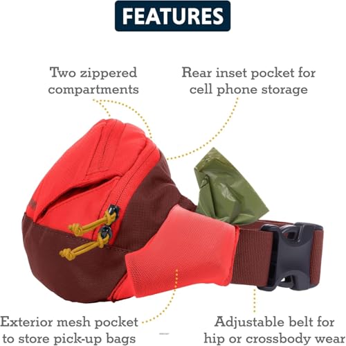 Ruffwear, Home Trail Hip Pack, Dog Walking Fanny Pack Crossbody with Adjustable Belt, Treat Pouch, Poop Bag Holder, Phone Pocket, Hands-Free for Training, Hiking, Running, Travel, Red Sumac - color: Red Sumac