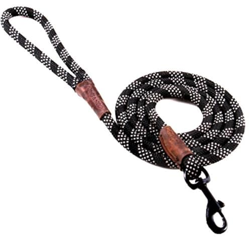 Max and Neo Rope Leash Reflective - 6 FT x 1/2" (Black, Donates to Dog Rescue) - color: BLACK