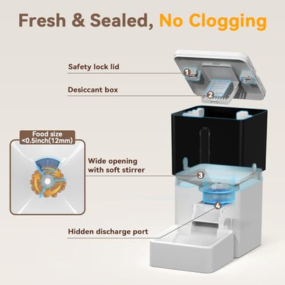 UTCG Automatic Dog Feeder with Camera: 8L/33 Cups 5G WiFi Timed Food Dispenser for Medium Dogs - 1080P HD Night Vision Video Recording 2-Way Audio APP Control - size: 8L for Medium Dogs
